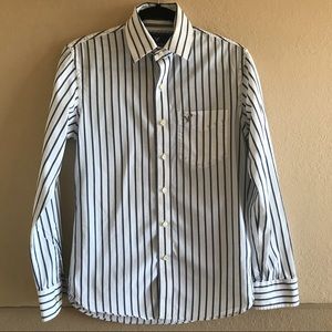 AMERICAN EAGLE Blue White Stripe Button Do…